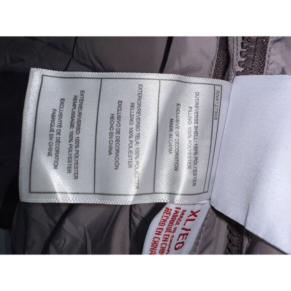 Reebok Jacket Mens XL Brown Ivory Hooded Puffer Sherpa Lined Winter Coat Warm - Picture 5 of 7